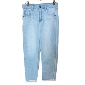 Sincerely Jules Frayed Cuff Dad Light Denim Stretch Blend Jeans Size 5/27